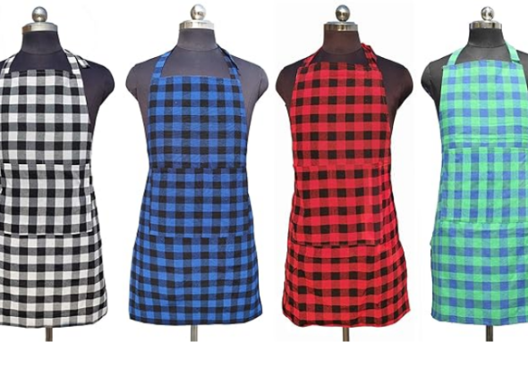 GLUN Waterproof Unisex Kitchen Apron Checkered
