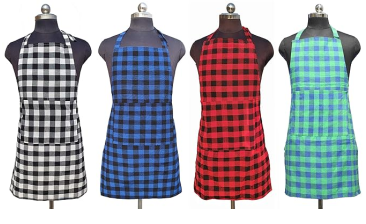 GLUN Waterproof Unisex Kitchen Apron Checkered
