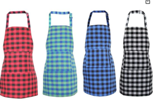 GLUN Waterproof Unisex Kitchen Apron Checkered